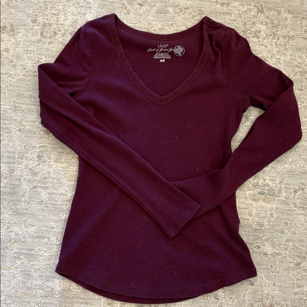 H&M Women's Long Sleeve Tee - Dark Purple